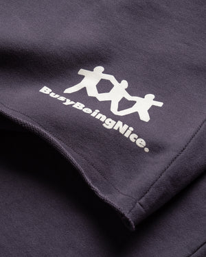 Politics Busy Being Nice Fleece Shorts - Washed Plum - detail