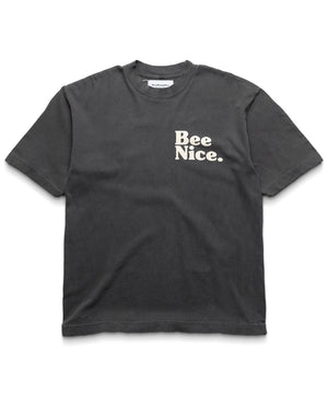 Politics Busy Being Nice Classic Tee - Vintage Black/Cream - front