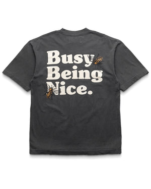 Politics Busy Being Nice Classic Tee - Vintage Black/Cream - back