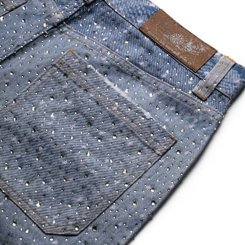 Birth Of Royal Child 3D Printing Washed 20K Swarovski Diamond Boro Denim - Blue