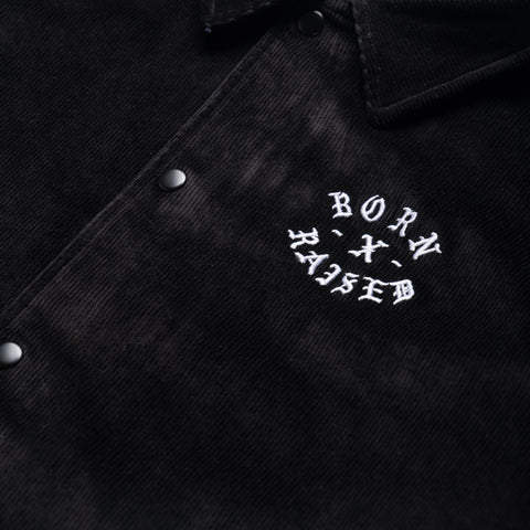 Born x Raised Zine Corduroy Coach Jacket - Black