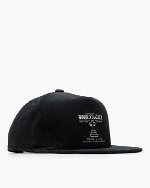 Born x Raised Compliments Of BXR Corduroy 5 Panel Snapback - Black