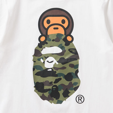 A Bathing Ape 1st Camo Milo On Ape Head Tee - White/Green