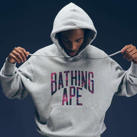 A Bathing Ape NYC Logo Pullover Hoodie - Gray