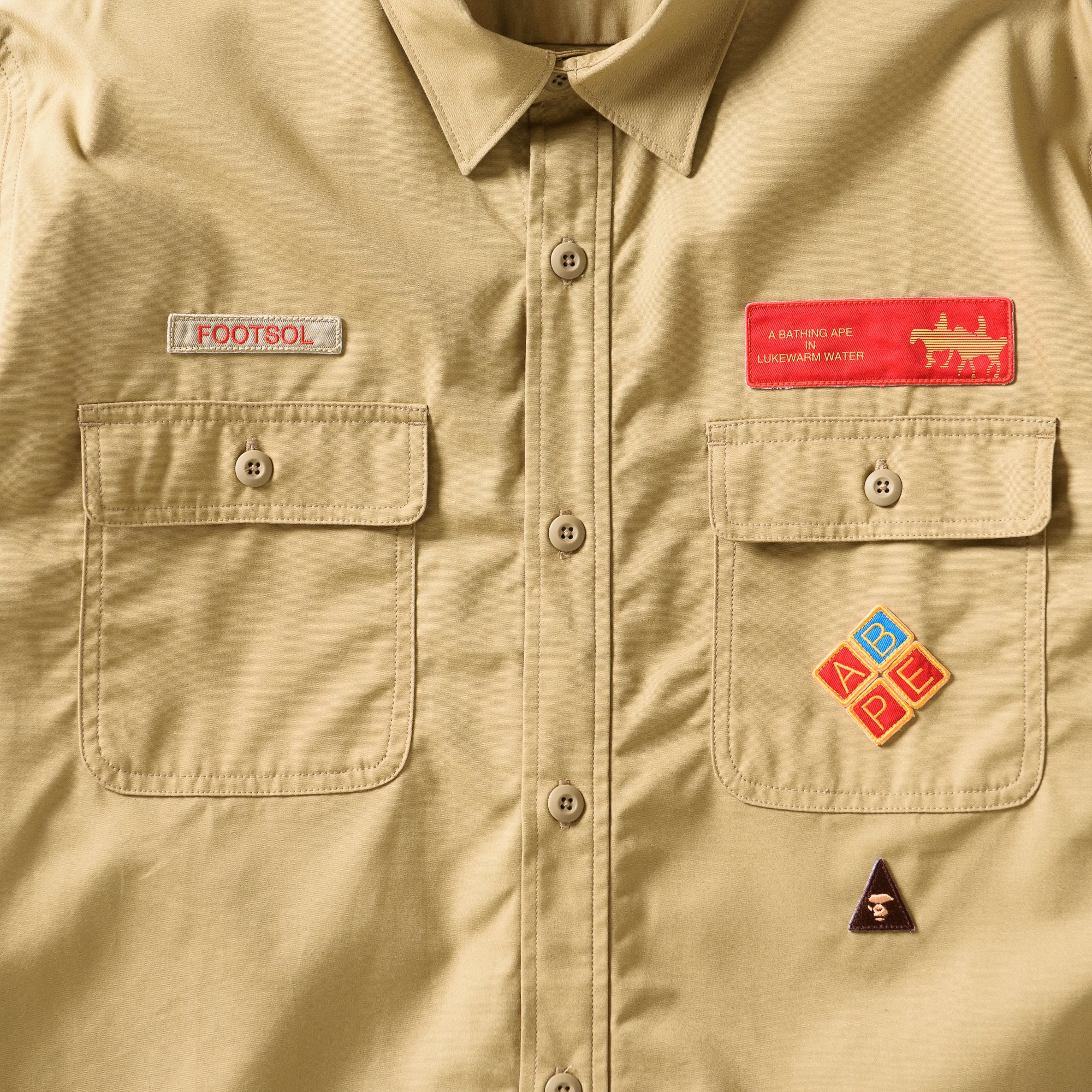 A Bathing Ape Bape Boyscout Relaxed Fit Shirt - Beige