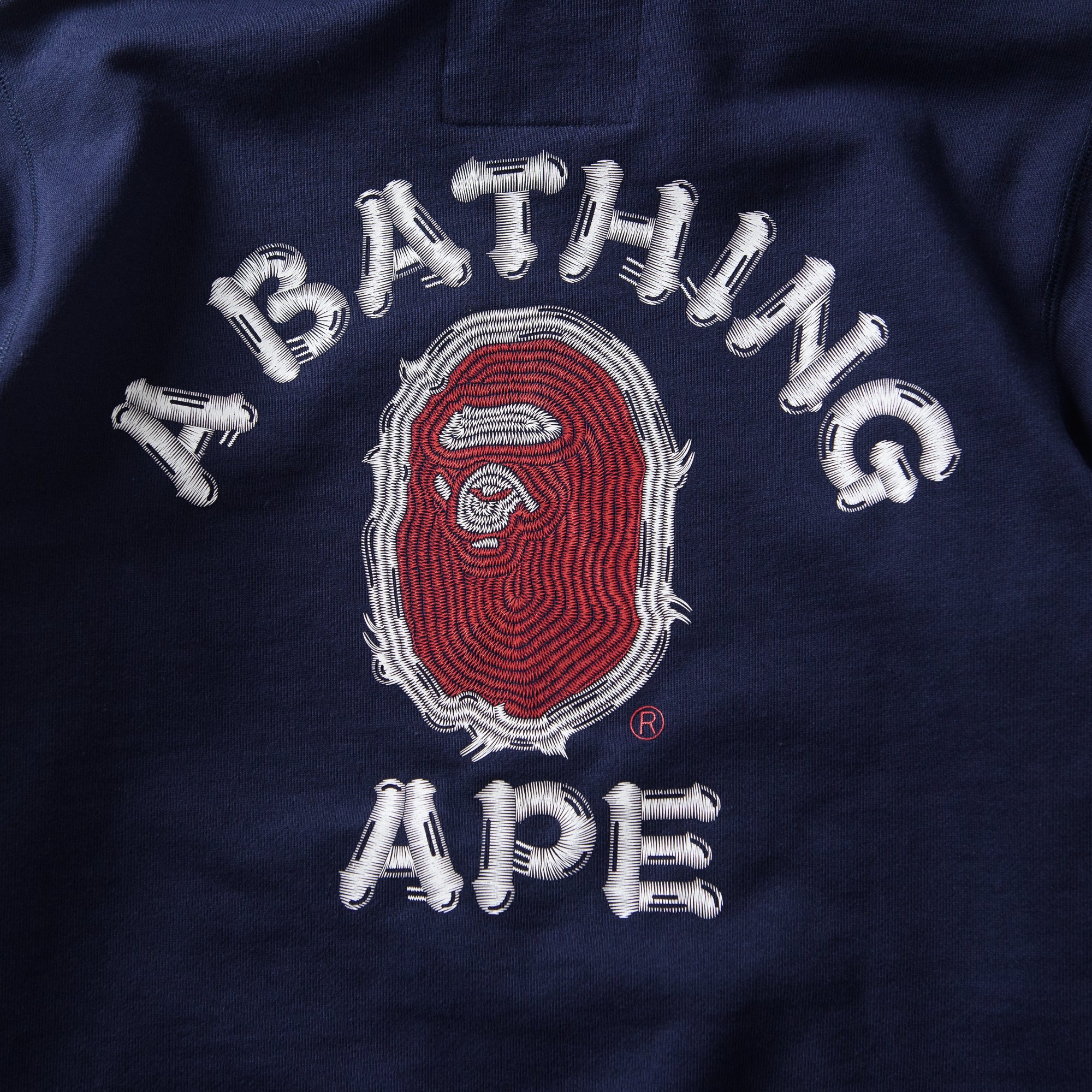 A Bathing Ape Brush College Pullover Hoodie - Navy