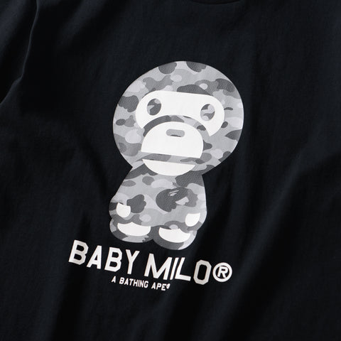 A Bathing Ape Honeycomb Camo Baby Milo Tee - Black/Grey