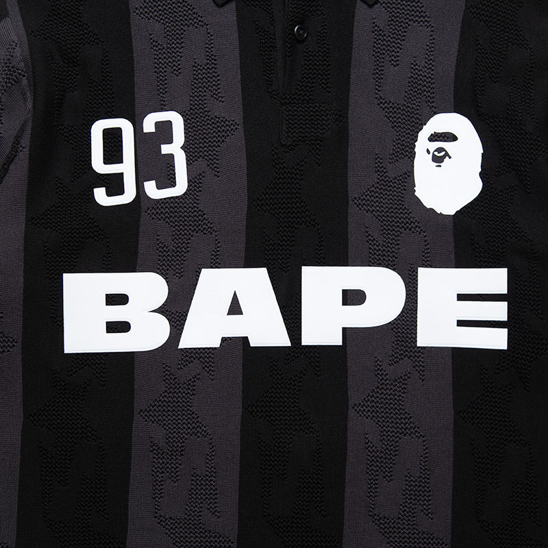A Bathing Ape Sta Stripe Pattern Jacquard Multi Logo L/S Polo