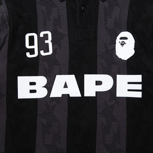 A Bathing Ape Sta Stripe Pattern Jacquard Multi Logo L/S Polo - Black