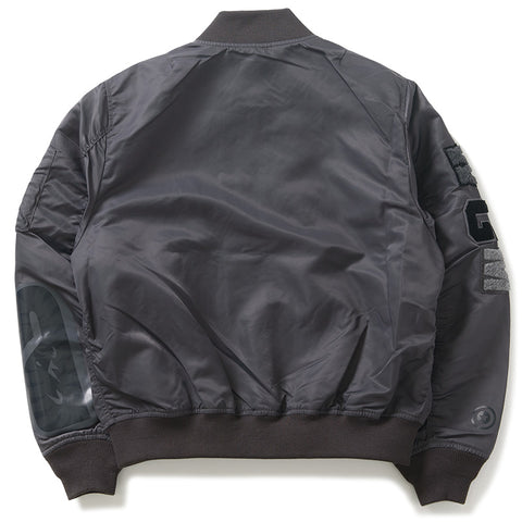 A Bathing Ape Tonal Shark MA-1 Bomber Jacket - Charcoal