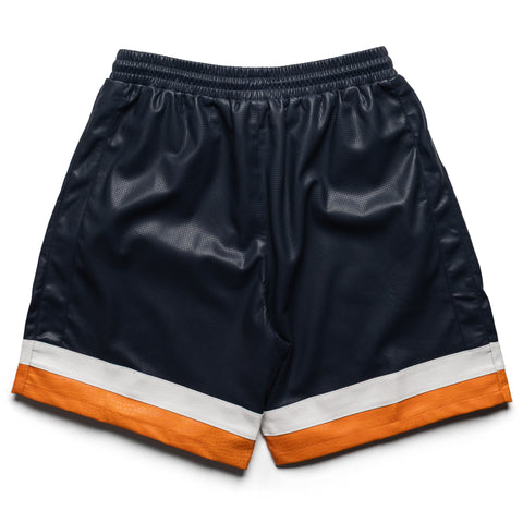 Criminal Damage Stadium Leather Shorts - Navy/Orange