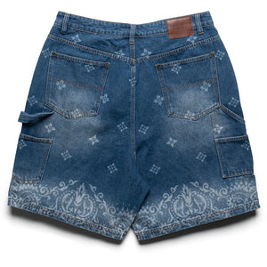 Criminal Damage Laser Print Denim Shorts - Mid Blue