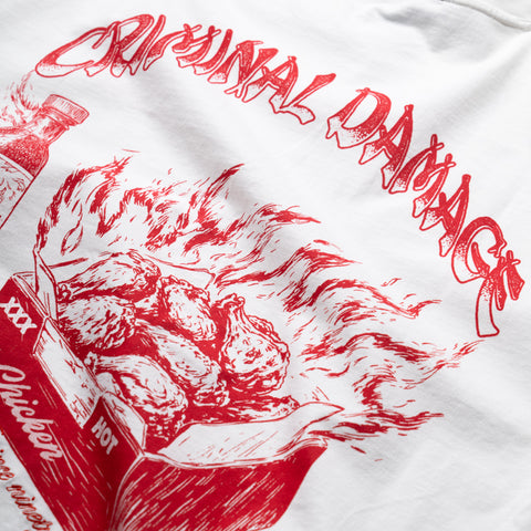 Criminal Damage Hot Wings Tee - Ecru/Red