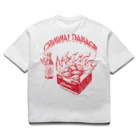 Criminal Damage Hot Wings Tee - Ecru/Red