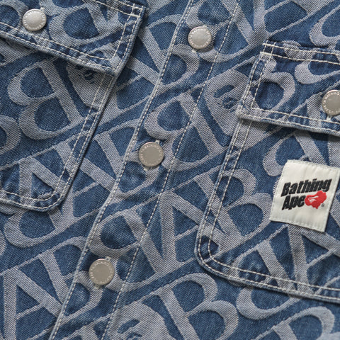 A Bathing Ape Denim Monogram Jacket - Blue