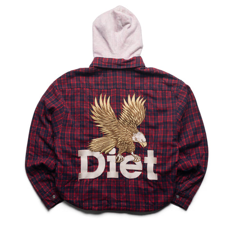 Diet Starts Monday Eagle Hooded Flannel - Red/Navy