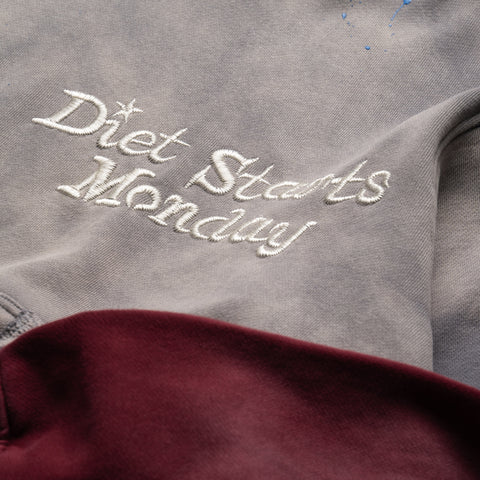Diet Starts Monday Double Layer Hoodie - Washed Black/Maroon