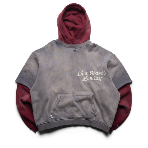 Diet Starts Monday Double Layer Hoodie - Washed Black/Maroon
