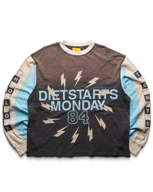 Diet Starts Monday Bolt Panel Long Sleeve - Vintage Black/Blue - front
