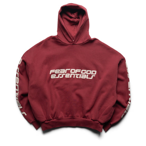 Fear Of God Essentials Cropped Relaxed Hoodie - Crimson