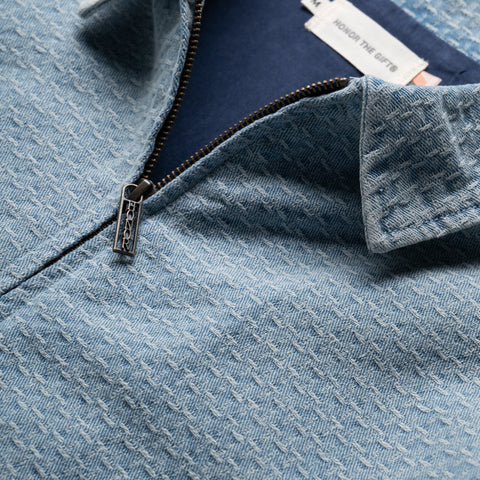 Honor The Gift Vintage Indigo Zip Front S/S Shirt - Light Indigo