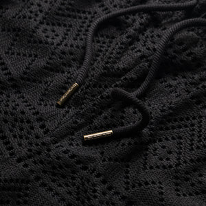 Honor The Gift Pointelle Crochet Drawcord Shorts - Black