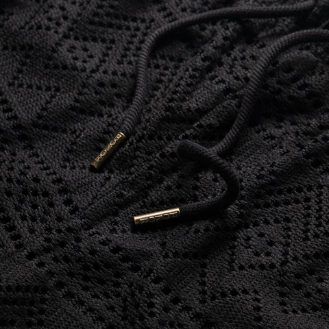 Honor The Gift Pointelle Crochet Drawcord Shorts - Black