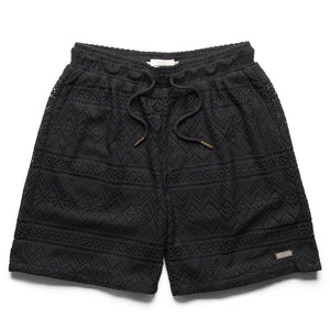Honor The Gift Pointelle Crochet Drawcord Shorts - Black