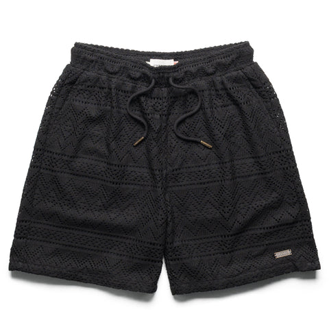 Honor The Gift Pointelle Crochet Drawcord Shorts - Black
