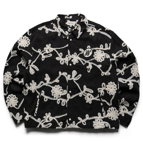 Honor The Gift Floral Ribbon Button Up - Black