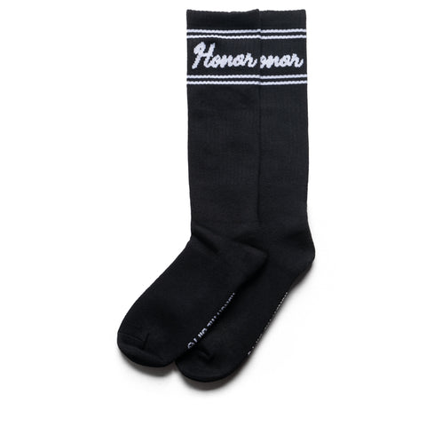 Honor The Gift Drive In Striped Ribbed Socks - Black