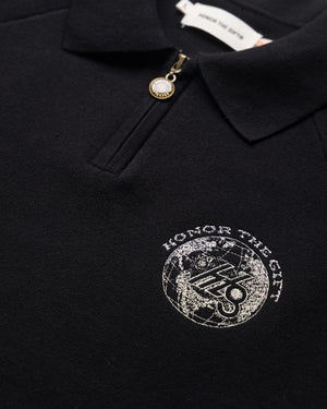 Honor The Gift Knitted Zip L/S Polo - Black