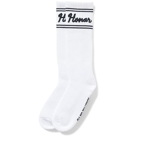 Honor The Gift Drive In Striped Ribbed Socks - White