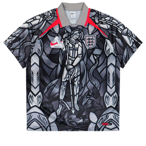 Palace x England x Nike Soccer Jersey - Pewter Grey/Bright Crimson