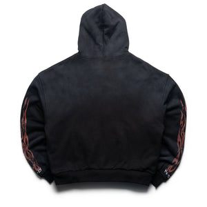 Nothing Grows Overnight Flame Logo Full Zip Hoodie - Black