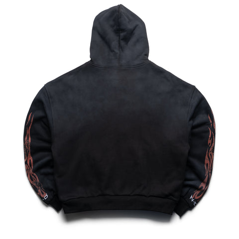 Nothing Grows Overnight Flame Logo Full Zip Hoodie - Black