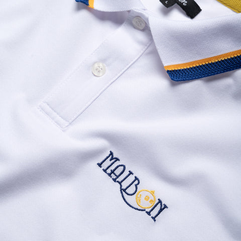 Malbon Golf Grasse Pique Polo - White