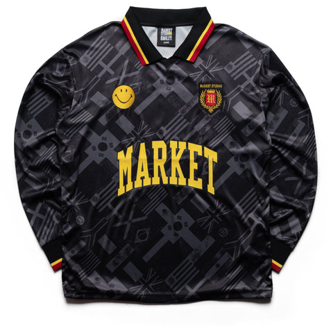 Market Smiley International Flags L/S Soccer Jersey - Black/Grey