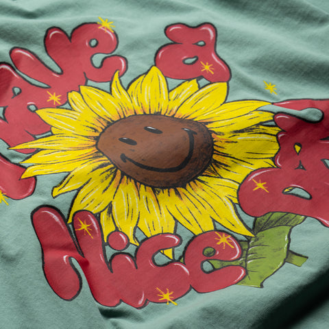 Market Smiley Sunflower Tee - Malachite Green