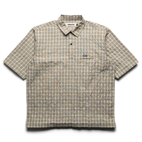 Metalwood Studio Oversized Snap Top Polo - Tan Plaid