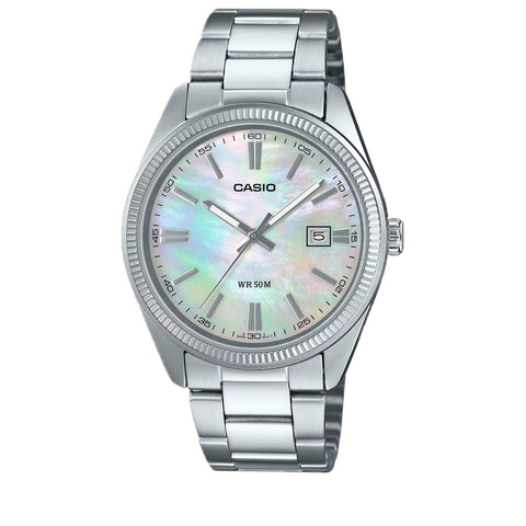 Casio Stainless Steel Analog Watch - Mother Of Pearl