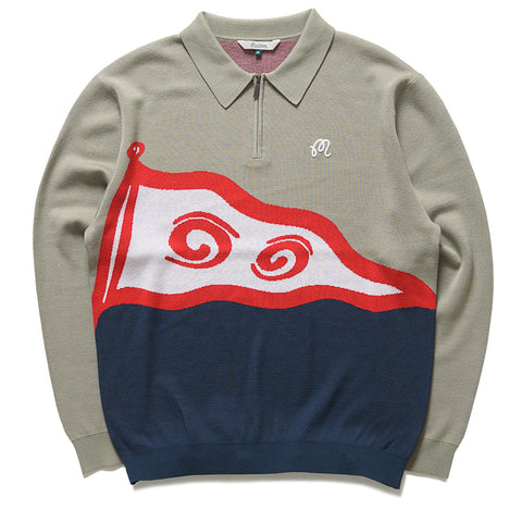 Malbon Golf Burgee Sweater - Seagrass/Navy