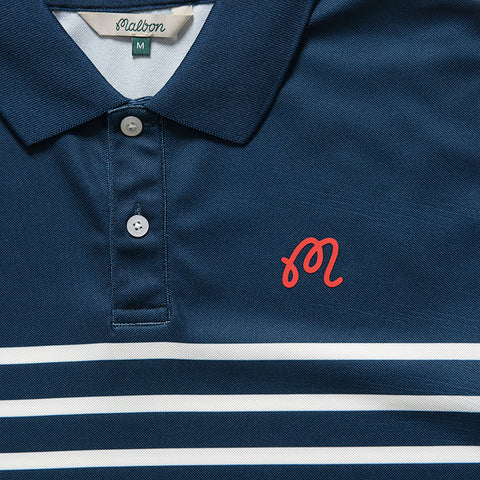 Malbon Golf Fairway Spinnaker Polo - Navy/White