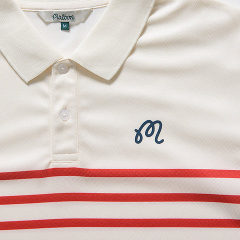 Malbon Golf Fairway Spinnaker Polo - Tofu/Red