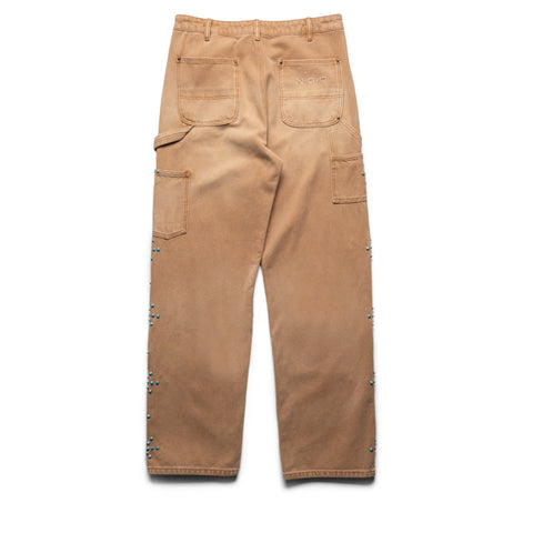Nothing Grows Overnight Turquoise Double Knee Pant - Light Brown