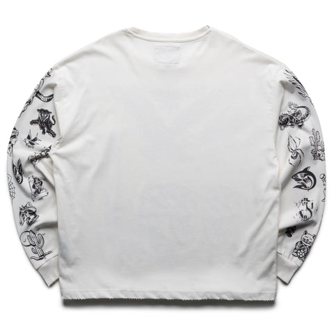 Nothing Grows Overnight Tattoo L/S Tee - White