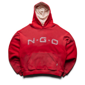 Nothing Grows Overnight Arched Pullover Hoodie - Red