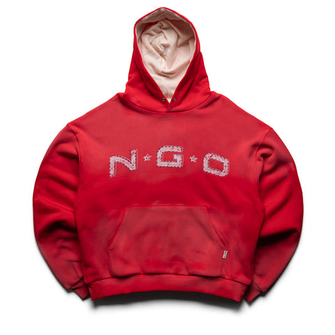 Nothing Grows Overnight Arched Pullover Hoodie - Red