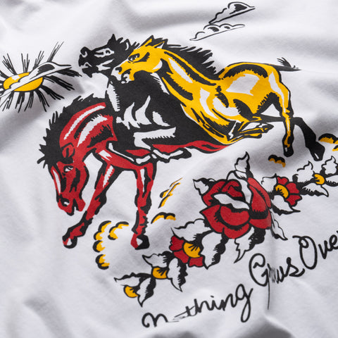 Nothing Grows Overnight Sky Horse Ringer Tee - White/Red