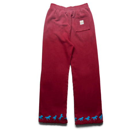 Nothing Grows Overnight Running Horse Sweatpants - Maroon